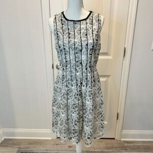 ANTONIO MELANI Antonio Melani Ralee Ivory Black Lace Sheath Midi Dress